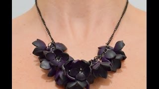 Collar de flores en arcilla polimérica - Polymer clay flower necklace