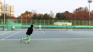 코치님과의 게임. 박로운 8세. korean tennis boy