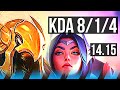 AZIR vs IRELIA (MID) | 8/1/4, 6 solo kills, 1200+ games | VN Grandmaster | 14.15