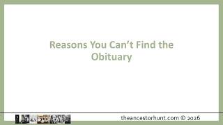 Reasons You Can’t Find the Obituary
