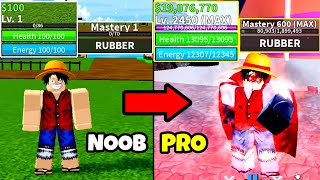 Beating Blox Fruits as Luffy! Lvl 1 to Max Lvl Noob to Pro Full v4 Awakening in Blox Fruits!