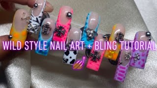 🩵⛓️WILD STYLE ANIMAL PRINT / METAL BLING DESIGN TUTORIAL ⛓️🩷