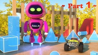 Meet Robo-J5 the Robot - Learn Shapes And Race Monster Trucks - TOYS (Part 1)