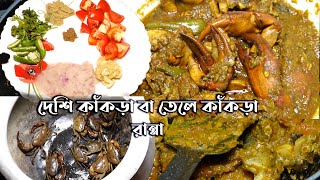 দেশি কাঁকড়া  বা তেলে কাঁকড়া রান্না || Crab Hunting in Field\u0026cooking Masala Crab Curry Recipe