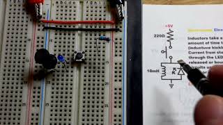 Inductive flyback or kickback flashes an LED demo circuit for learning electronics shorts 87