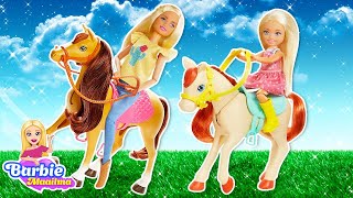 UUSI Barbie-lelusetti ja Barbie-nuket - Hevostalli - Barbie-videoita lapsille