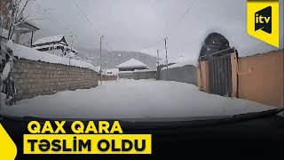 Qaxda güclü qar səbəbindən avtomobil yolları bağlandı