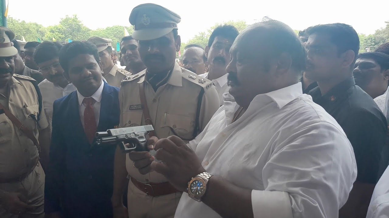 B.GOPI IAS ,SUBBA RAYUDU IPS, MINISTER GANGULA KAMALAKAR DURING A ...