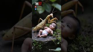 Tiny Baby and Giant Mantis Encounter | #DocumentsAI77 #TinyWorld