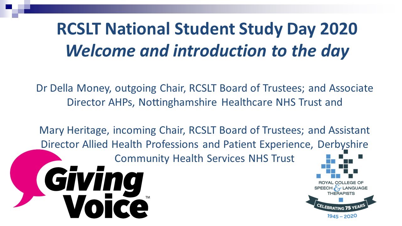 RCSLT National Student Study Day - Welcome And Introduction - YouTube