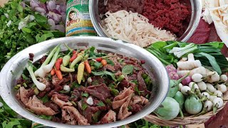 How To Make Larp Beef ,beef salad  วิธีทำ ลาบขมบี ของลาวฝั่งโขง ລາບຂົມບີ