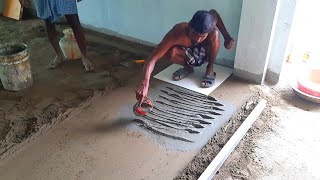 Amazing techniques-How to install 2x2 size floor tile fastest and best way-using by sand and cement