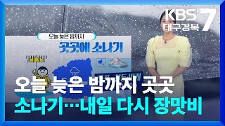 [날씨] 대구·경북 오늘 늦은 밤까지 곳곳에 소나기…내일 새벽부터 다시 장맛비 / KBS  2024.07.15.