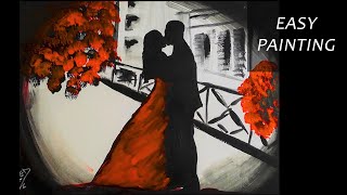 ROMANTIC Couple Painting | ACRYLIC Painting Tutorial | Valentine Painting