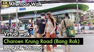 [4K] Charoen Krung Road on Sidewalk(Bang Rak) ย่านบางรัก | Bangkok Virtual Walking Tour | Thailand