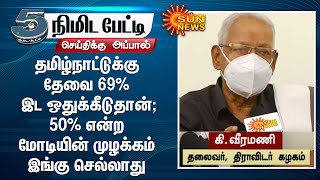 தமிழ்நாட்டுக்கு தேவை 69% இட ஒதுக்கீடுதான்; 50% என்ற மோடியின் முழக்கம் இங்கு செல்லாது - கி.வீரமணி