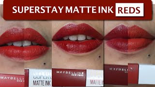 MAYBELLINE SUPERSTAY MATTE INK RED EDITION Swatches , Review + Test Makan Seharian😆 | Maria Soelisty