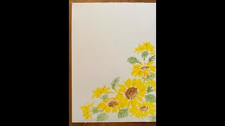 誰でも描けるハガキ絵💕【[ひまわり🌻】花・手書き・水彩画[[Sunflower 🌻] Flowers, handwriting, watercolor painting