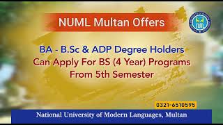 NUML Multan Campus Admission Campaign