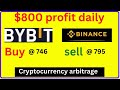 How I made $800 in one day doing crypto arbitrage on bybit and binance with proof.