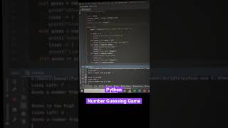 Python Number Guessing Game #python #pythonforbeginners #pythonprogramming #pythontutorial
