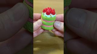 黏土Clay | 草莓抹茶蛋糕 strawberry matcha cake #clayart  #clay #shorts