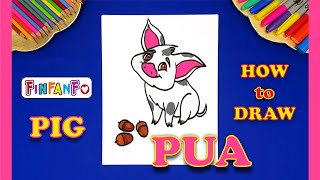 How to draw Pua pig from Moana I Step by step I Cute and easy I Disney characters