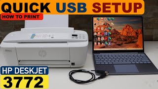 HP DeskJet 3772 USB Setup With Windows Laptop, Quick Setup, USB Cable Printing.