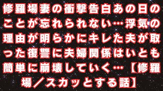 修羅場妻の衝撃告白あの日のことが忘れられない…浮気の理由が明らかにキレた夫が取った復讐に夫婦関係はいとも簡単に崩壊していく…【修羅場／スカッとする話】