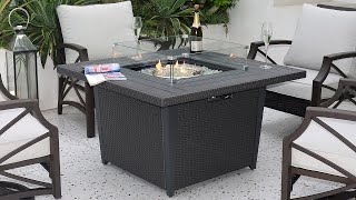 Kinger Home Ethan Fire Pit Table Propane Firepit in Slate Grey| FP-004TGRY