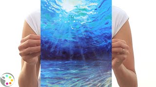 How to Paint in Acrylics | Easy Underwater Ocean Painting Tutorial | 15-20 minute painting!