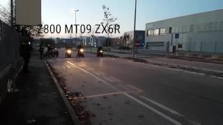 Z800 vs MT09 vs ZX6R Drag Race