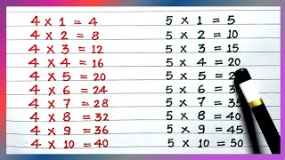 Tables of 4 and 5 | Table of 4 | Table of 5 | 4x1=4 Multiplication | RSGauri