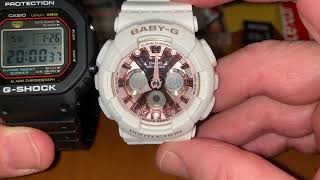 G-Shock DW-5000R faded display compared with Baby-G BA-130