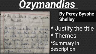 Ozymandias by PB Shelley l Justify the title l Themes of the poem l