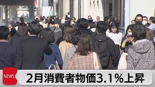 ２月消費者物価3.1%上昇（2023年3月24日）