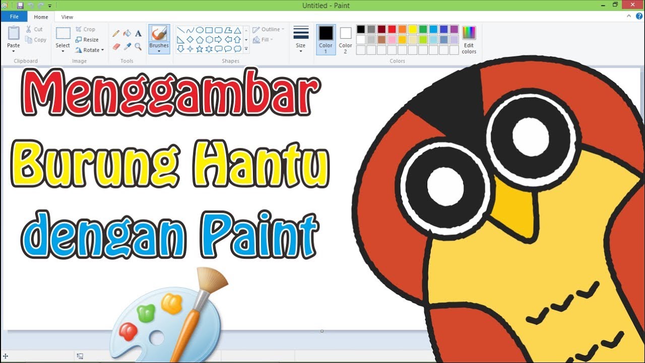 Menggambar Burung Hantu Dengan Paint - YouTube