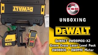 Unboxing DeWALT DW0889CG XJ Green Cross Laser Level Pack DW088CG + DW099E Meter - Bob The Tool Man