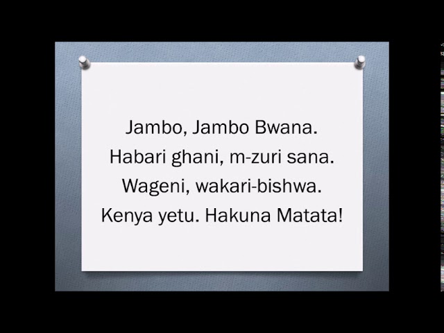 Jambo Bwana Jambo Bwana Hakuna Matata Adam Solomon Song Lyrics