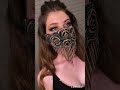 Soutache Black Emerald Gold Face mask on the model - overview of the mask in action