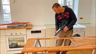 Finishing touches in the apartment kitchen @ the passion project…will the worktop fit?