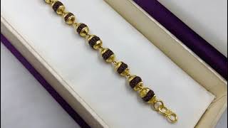 1 GRAM GOLD RUDRAKSHA BRACELET FOR MEN DESIGN A-447