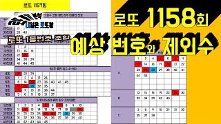 로또 1158회 예상 번호와 제외수