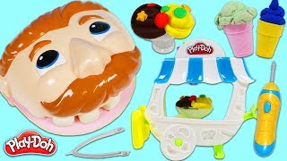 Feeding Mr. Play Doh Head Desserts from Ice Cream Sundae Cart!