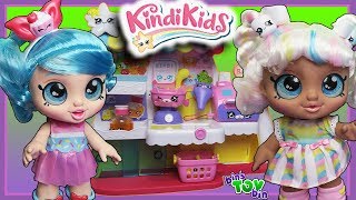 Shopkins Kindi Kids! Marsha Mello & Jessicake go shopping in the Fun Supermarket!!