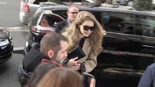 EXCLUSIVE : Gigi Hadid and Kaia Gerber come back to their hotel in Paris