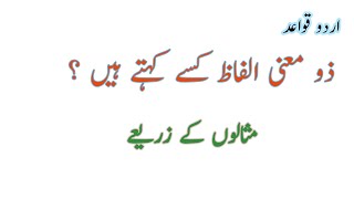 ذو معنی الفاظ کسے کہتے ہیں || اردو قواعد || Urdu grammar