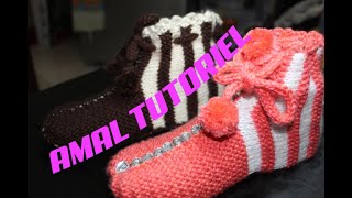 طريقة لصنع الجوارب بالصوف و القطبان /  chaussettes /A new way to make socks with wool and poles