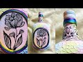 Very Beautiful And Elegant Pastel Shade Bottle Art| Boho Art Painting On Glass Bottle| Bottle Craft|