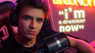 Lando Norris plays drum for the first time LIVE!